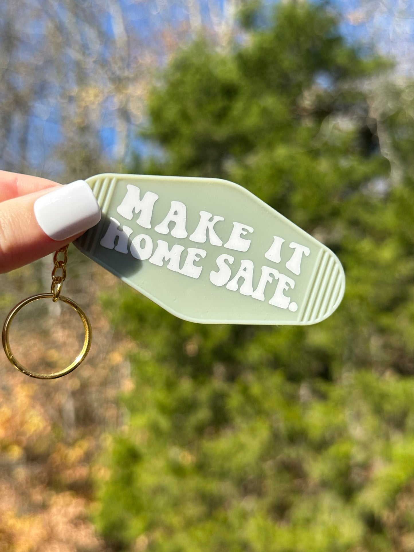 'Make It Home Safe' Motel-Style Keychain - Brenna Forever