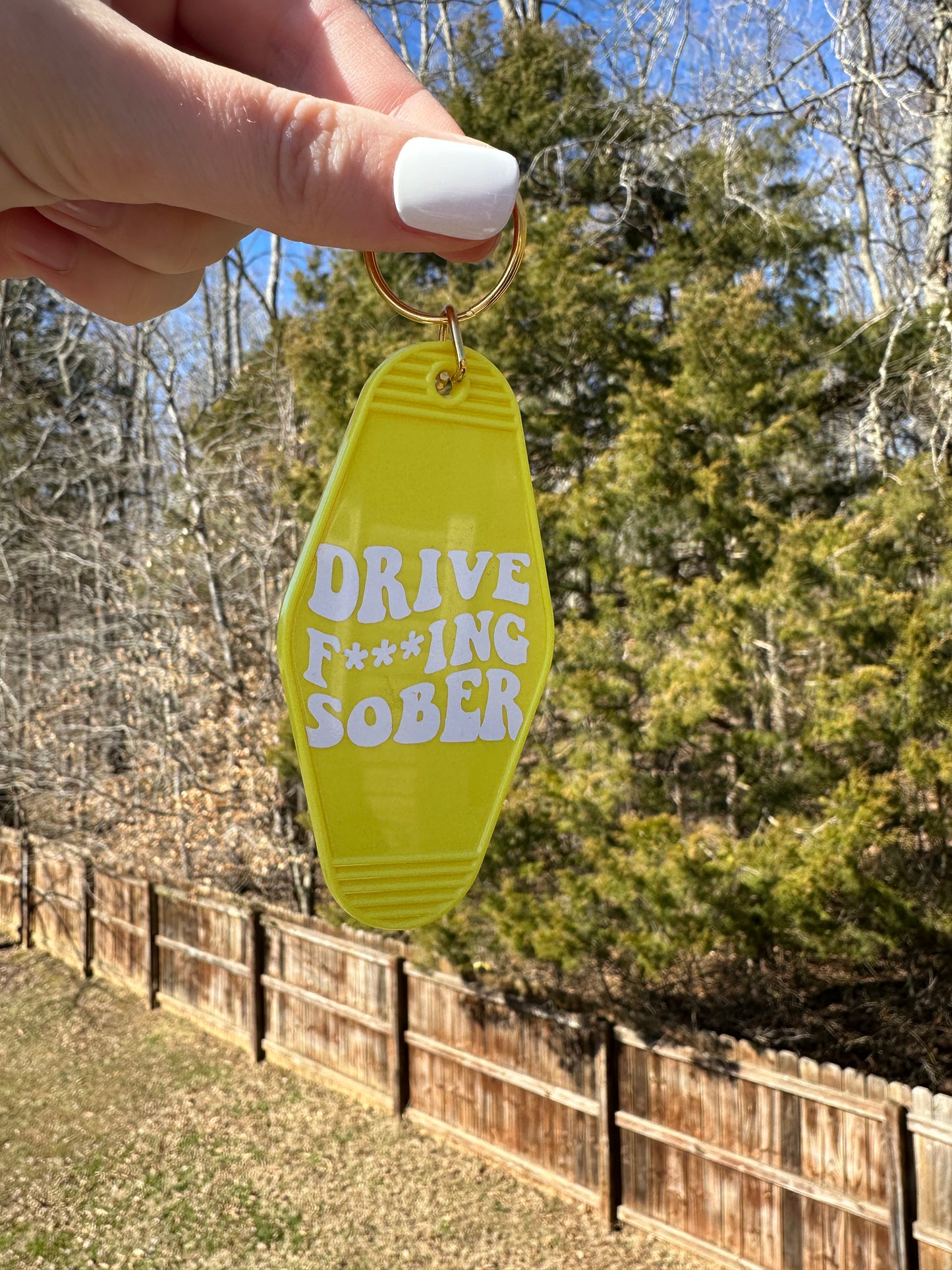 'Drive F***ing Sober' Motel-Style Keychain - Brenna Forever