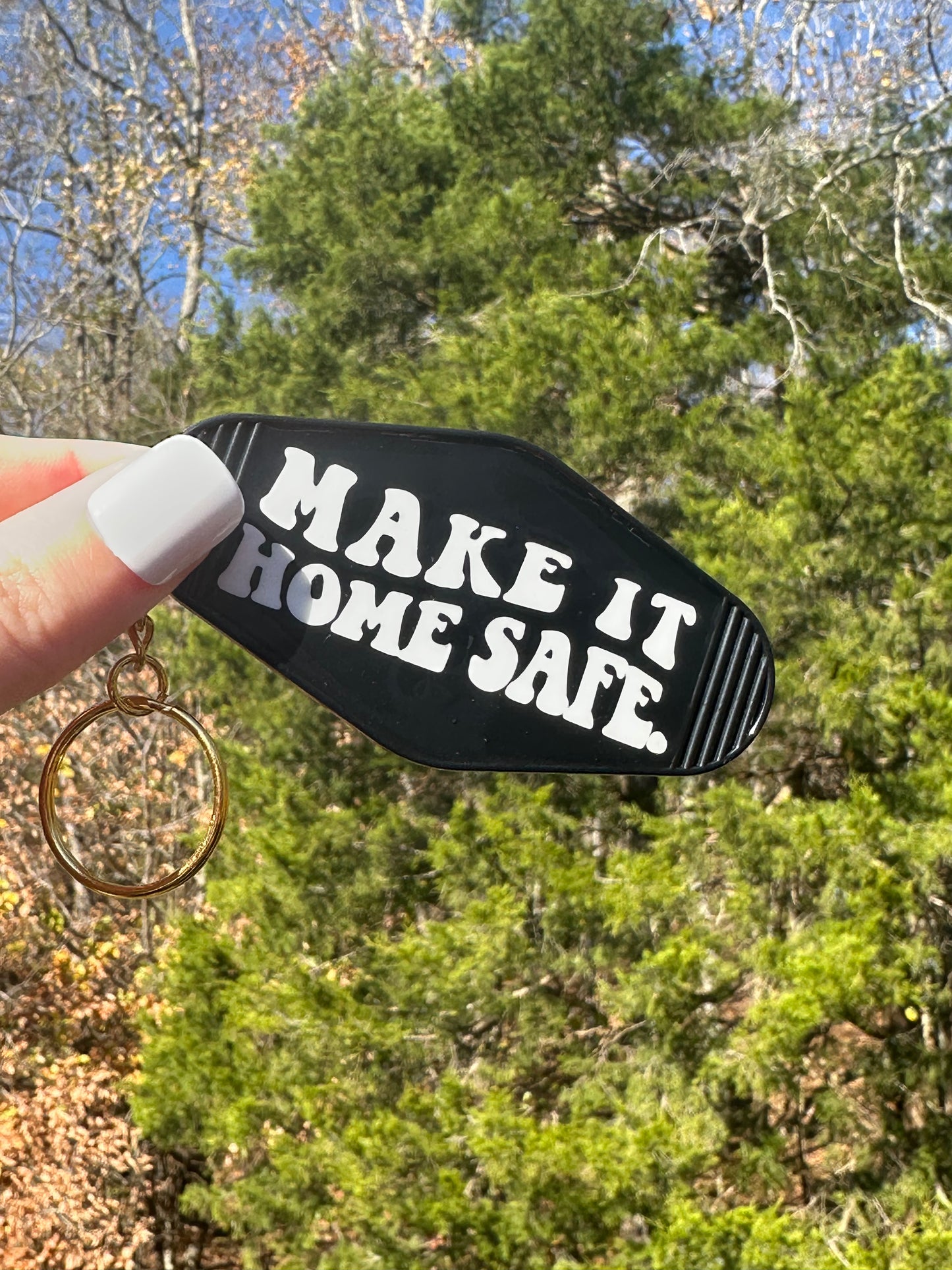 'Make It Home Safe' Motel-Style Keychain - Brenna Forever