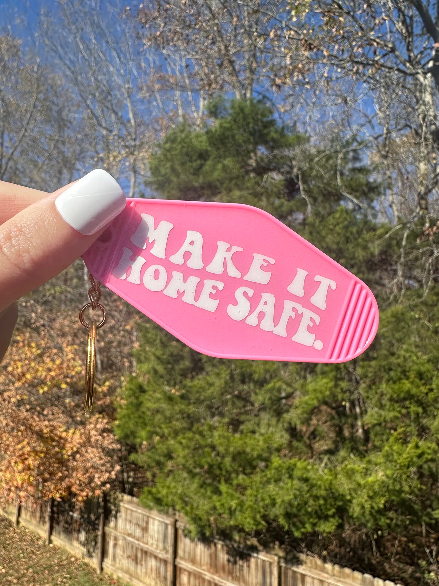 'Make It Home Safe' Motel-Style Keychain - Brenna Forever