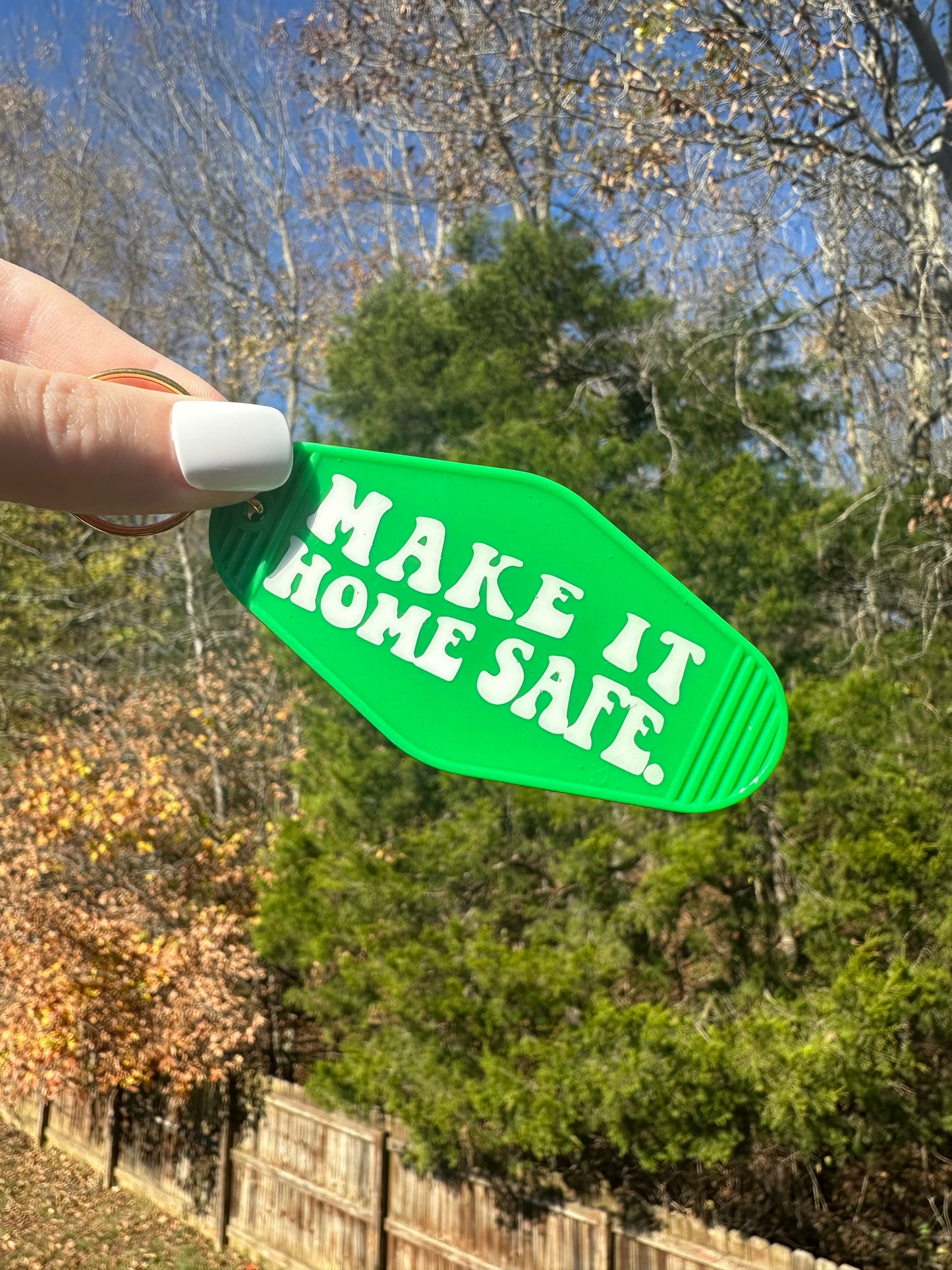 'Make It Home Safe' Motel-Style Keychain - Brenna Forever