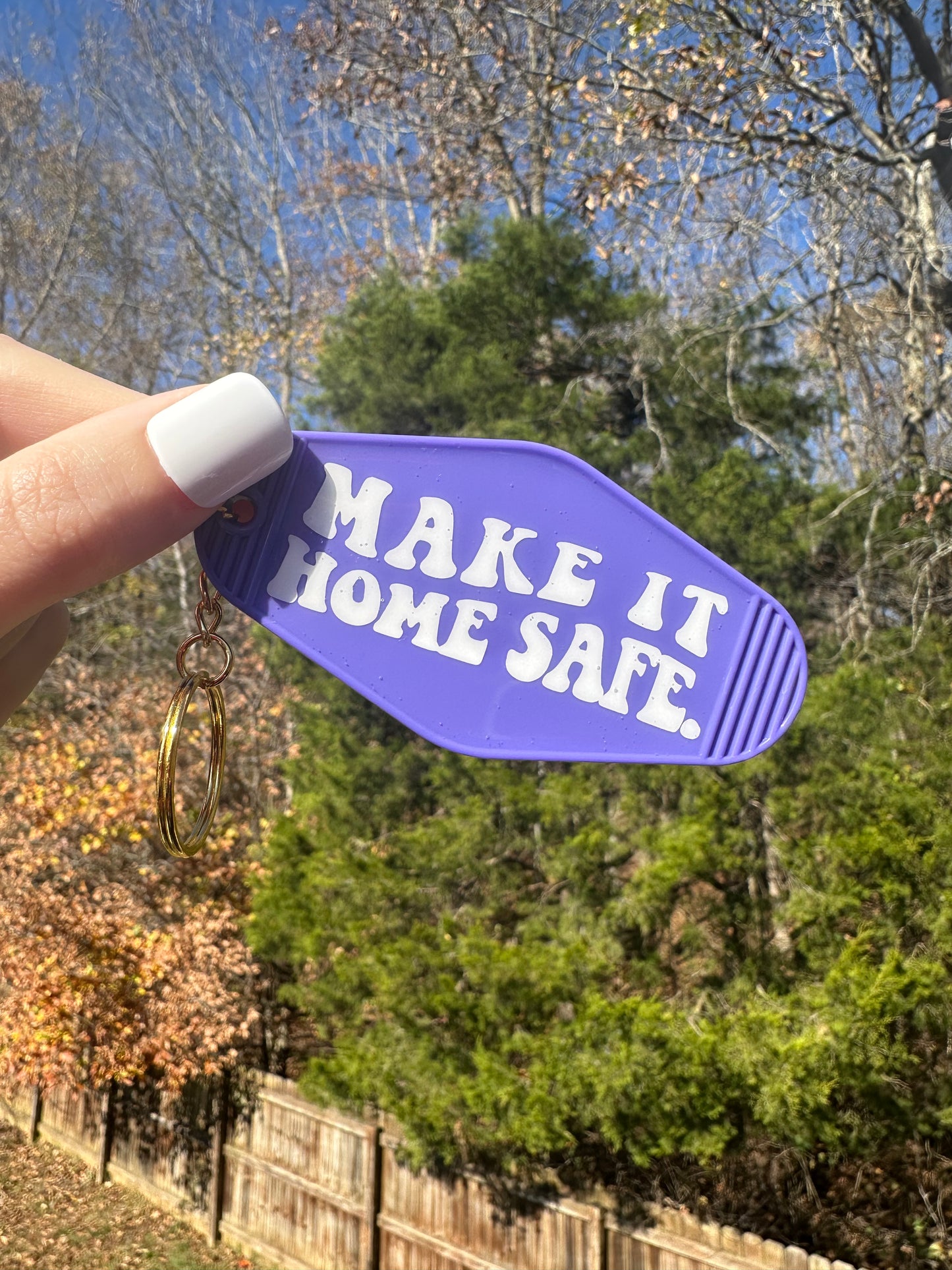 'Make It Home Safe' Motel-Style Keychain - Brenna Forever