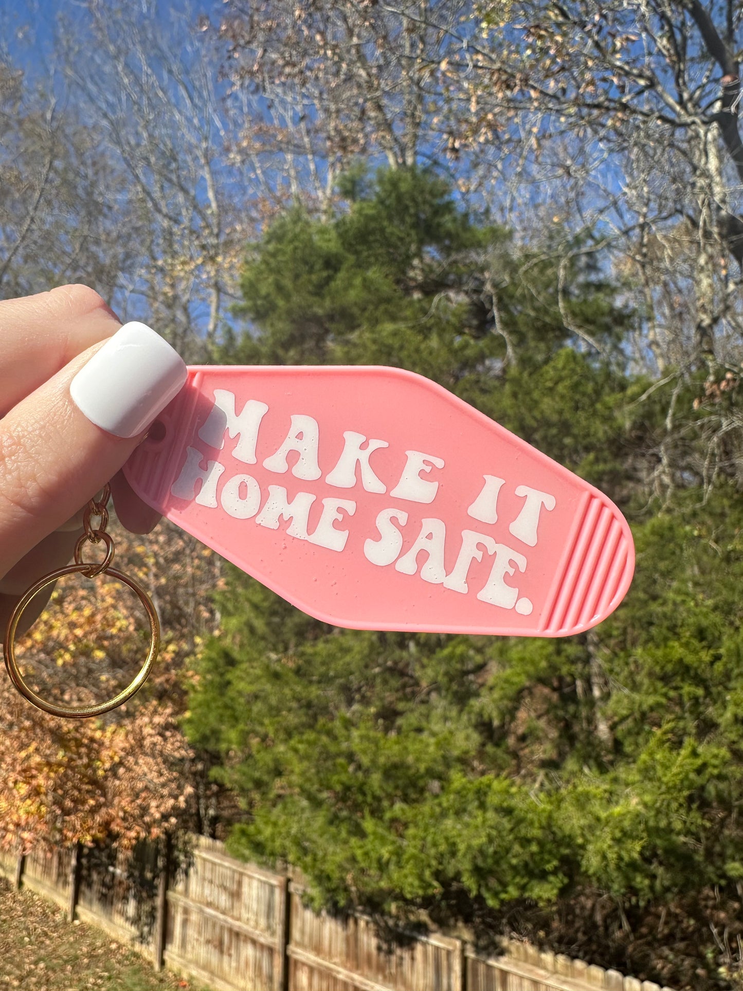 'Make It Home Safe' Motel-Style Keychain - Brenna Forever