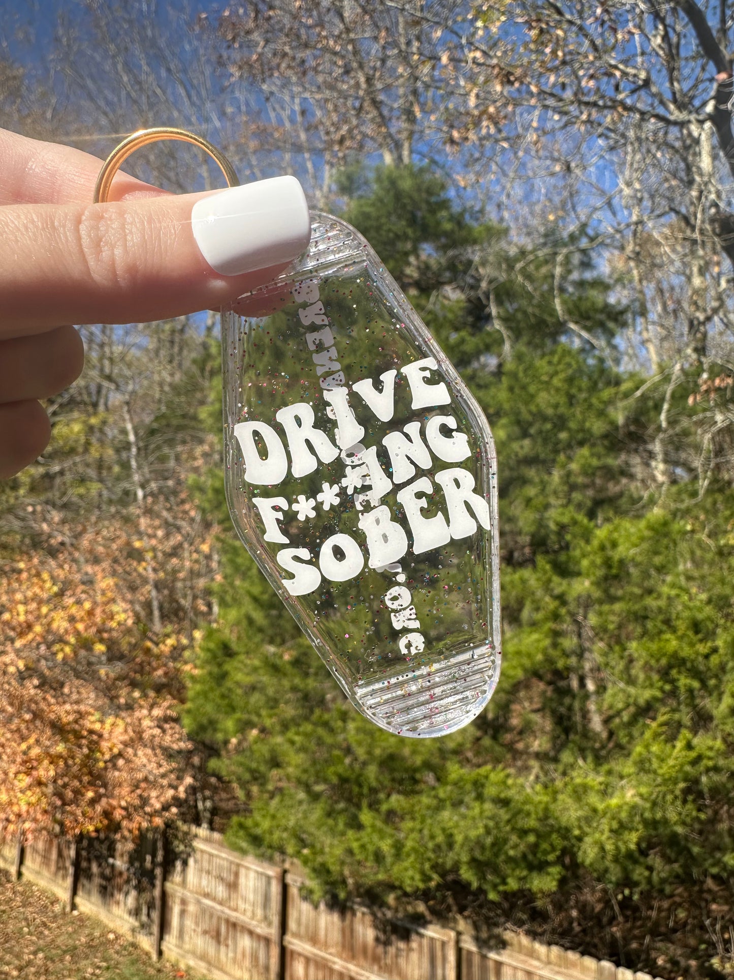 'Drive F***ing Sober' Motel-Style Keychain - Brenna Forever