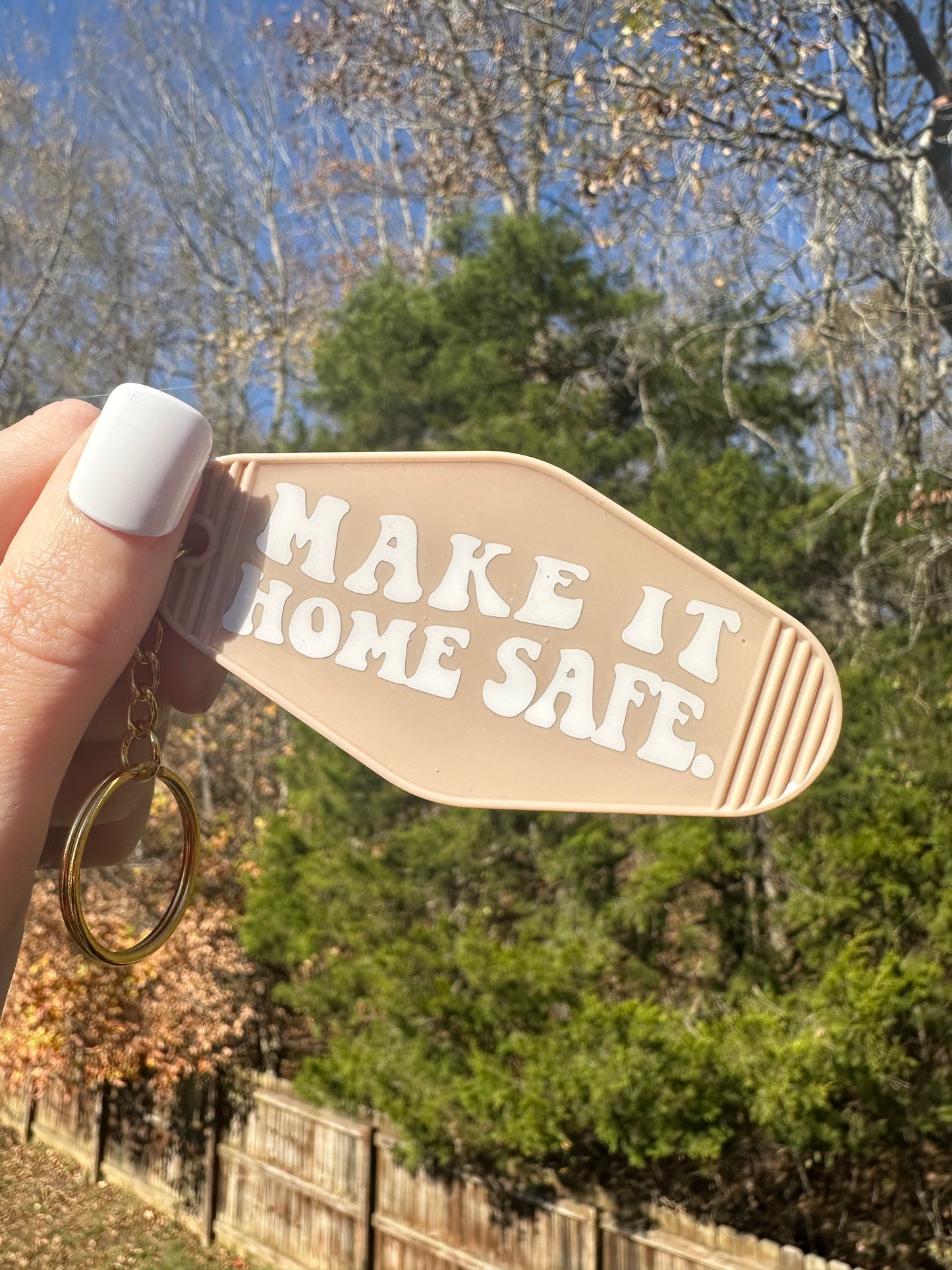 'Make It Home Safe' Motel-Style Keychain - Brenna Forever