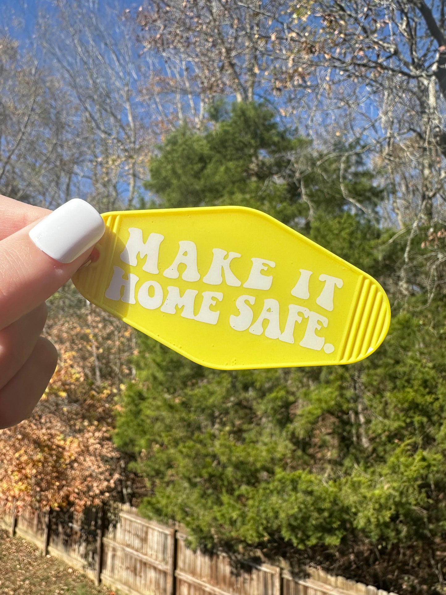 'Make It Home Safe' Motel-Style Keychain - Brenna Forever