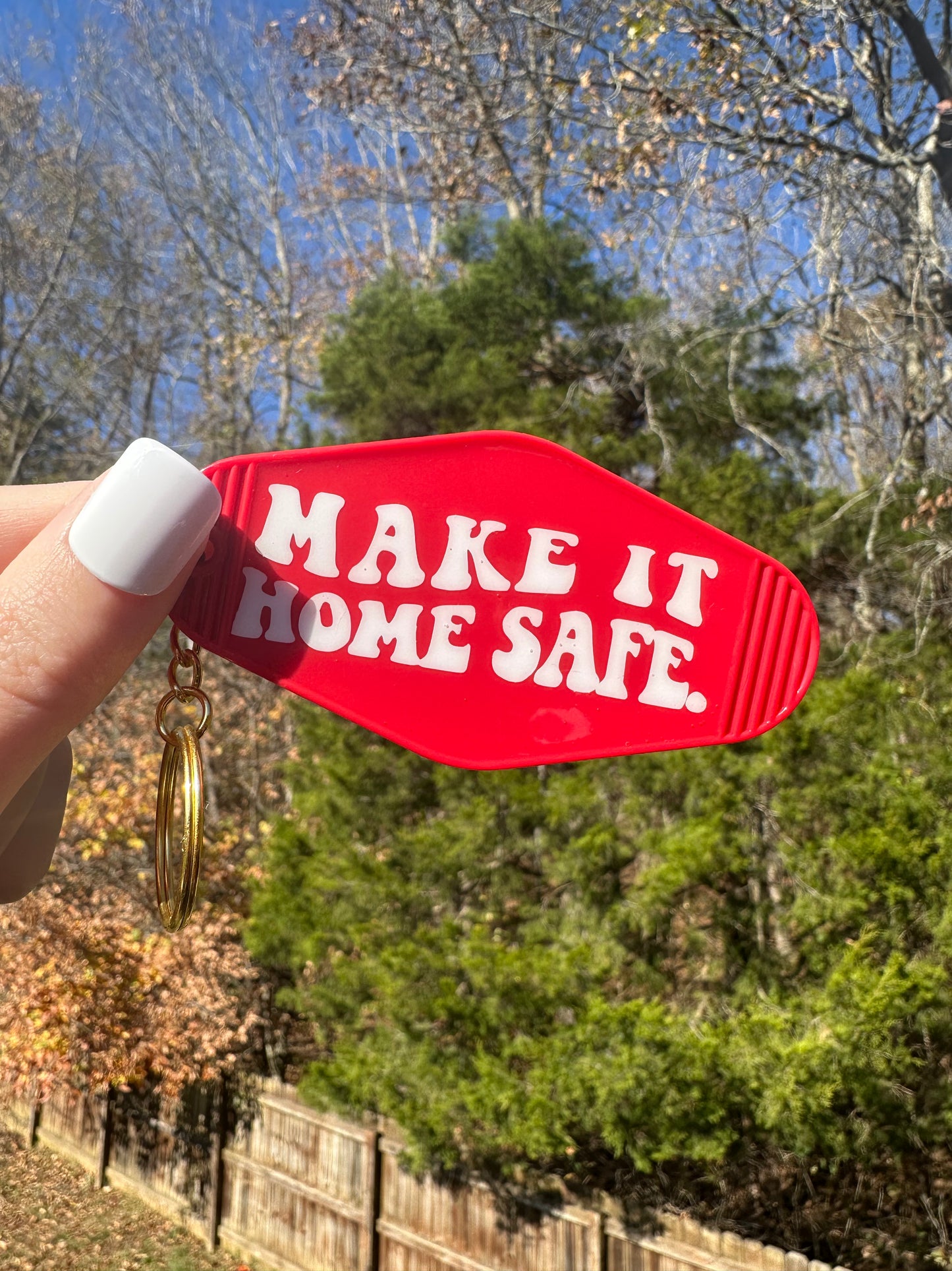 'Make It Home Safe' Motel-Style Keychain - Brenna Forever