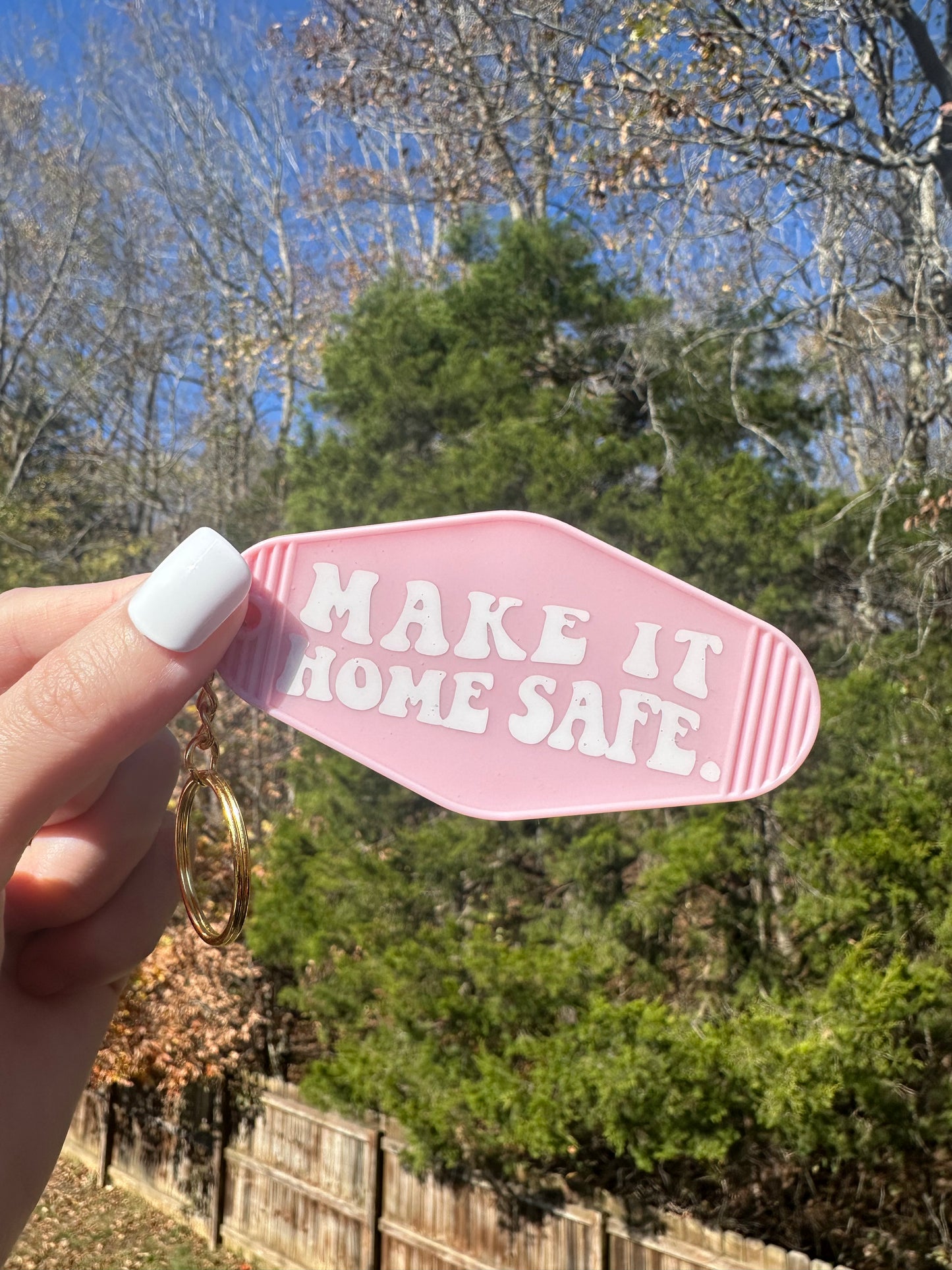 'Make It Home Safe' Motel-Style Keychain - Brenna Forever