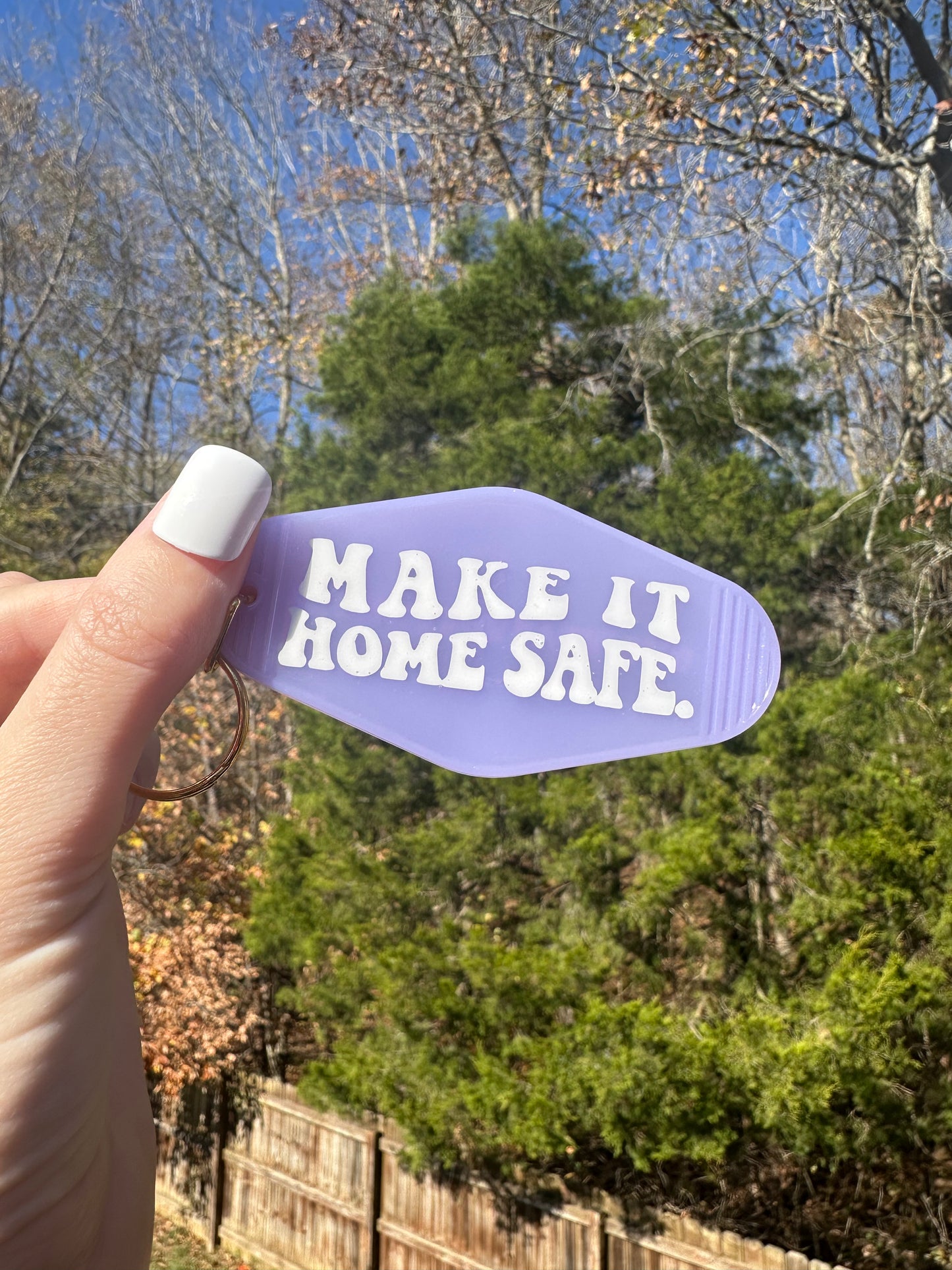 'Make It Home Safe' Motel-Style Keychain - Brenna Forever