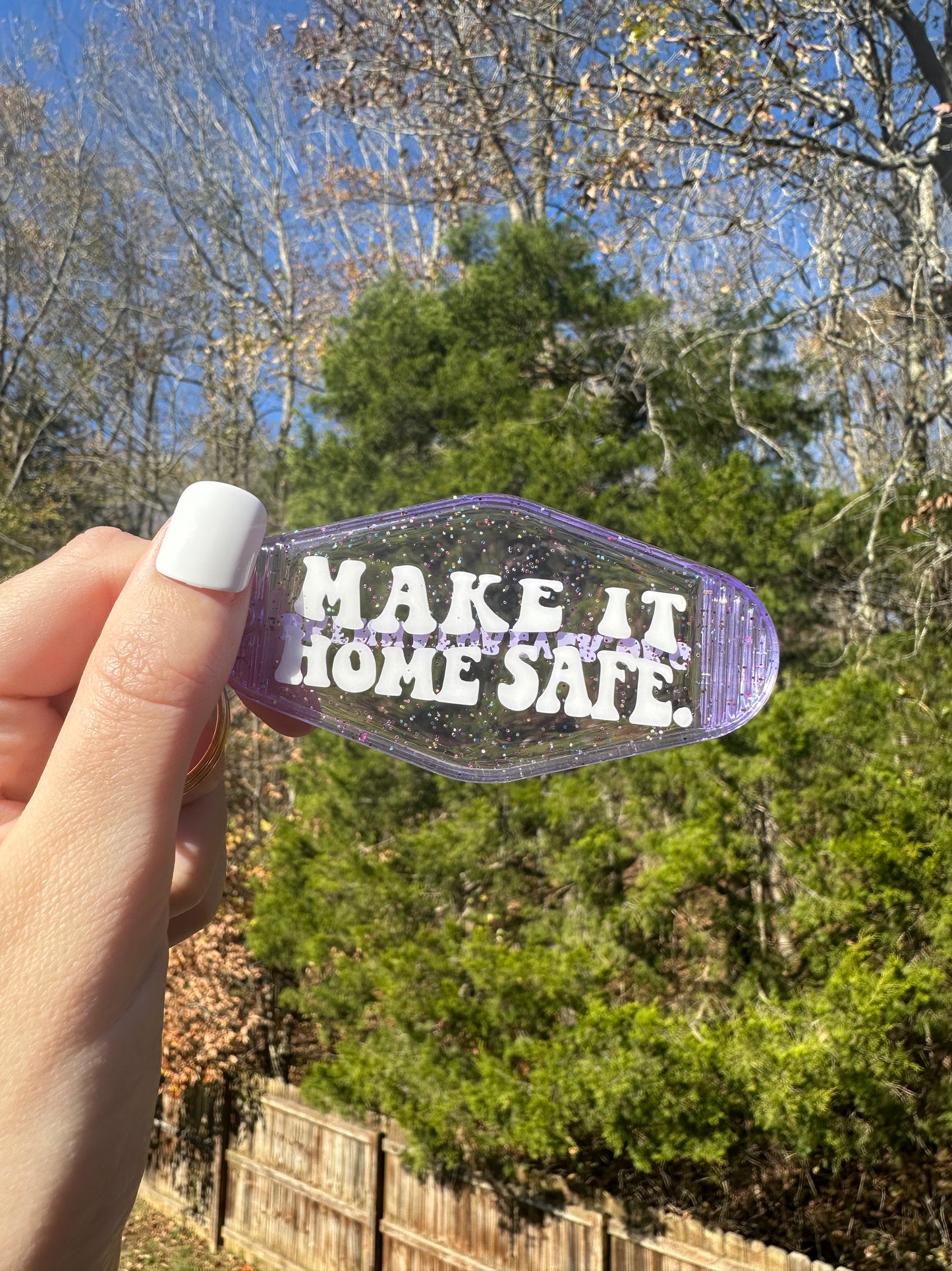 'Make It Home Safe' Motel-Style Keychain - Brenna Forever