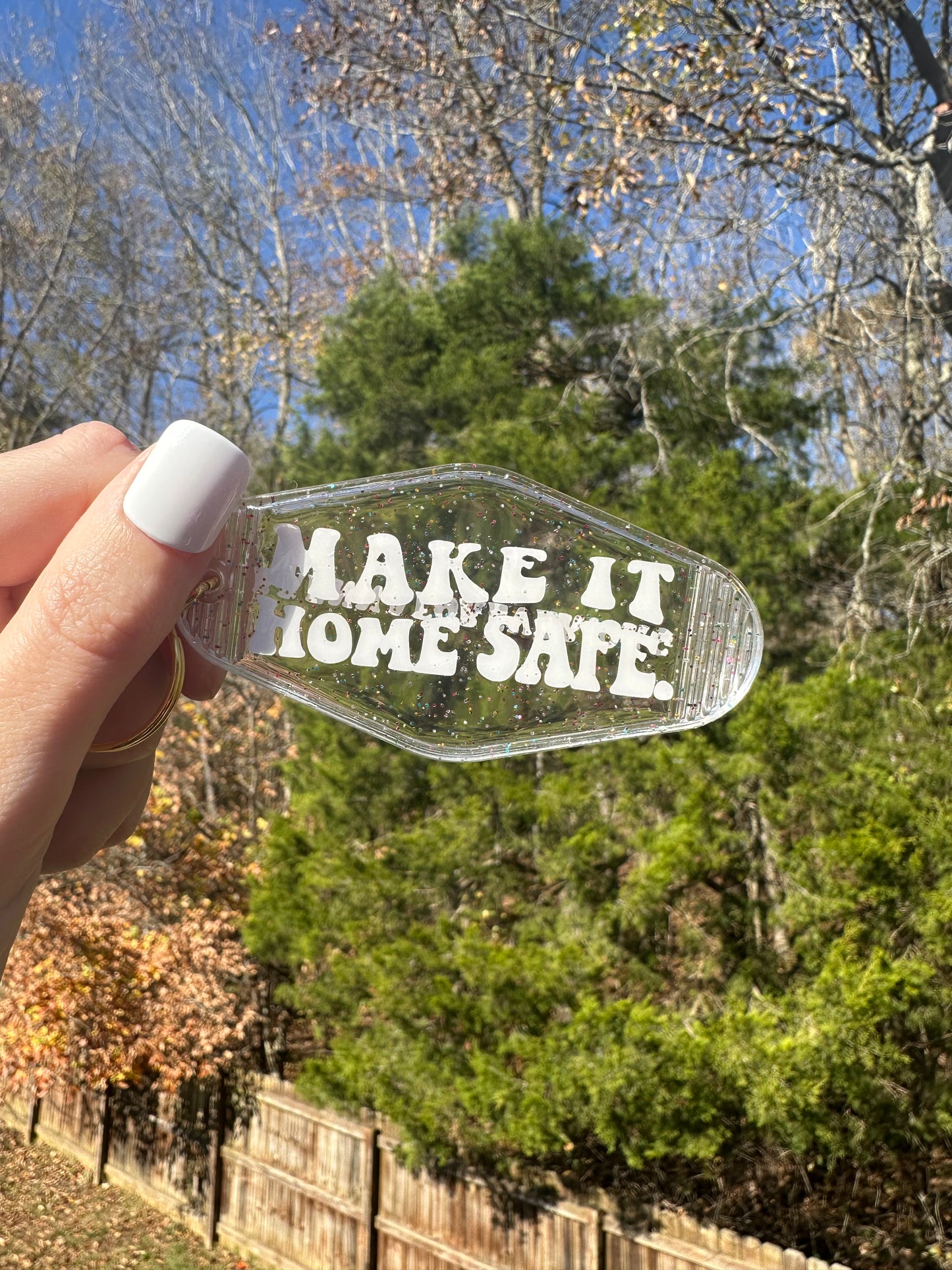 'Make It Home Safe' Motel-Style Keychain - Brenna Forever