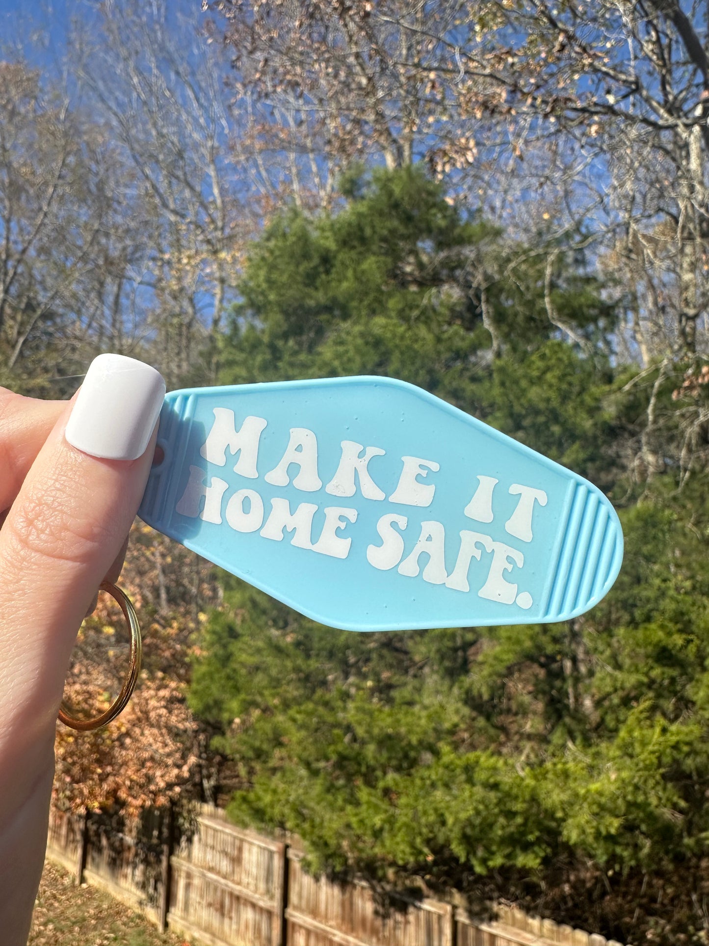 'Make It Home Safe' Motel-Style Keychain - Brenna Forever